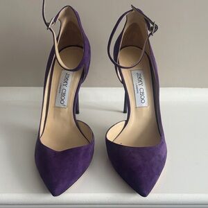Jimmy Choo ankle strap suede heels 38